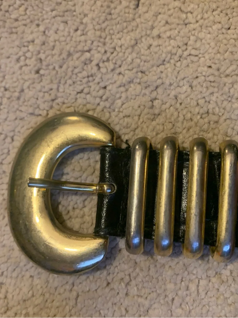 Vintage “The Limited” Made in Italy Black Leather Belt with Gold Buckle